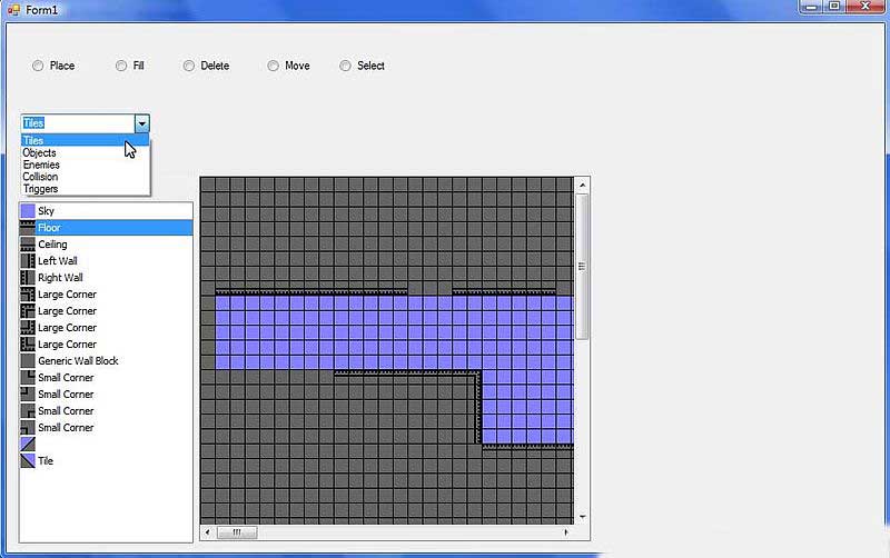 LayoutEditor showing a dropdown selection of layers