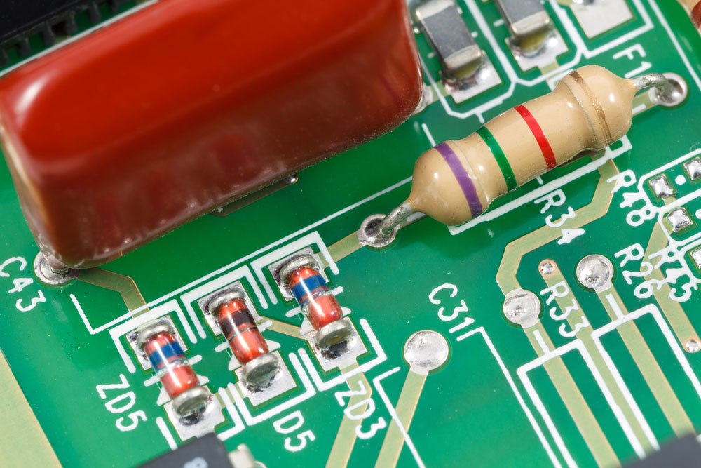 Thru-hole and SMT components on a PCB